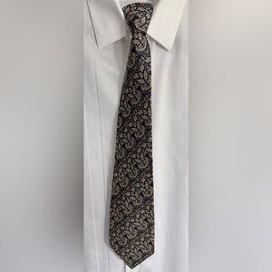 Smithsonian Gold and Navy Paisley Men's Silk Tie